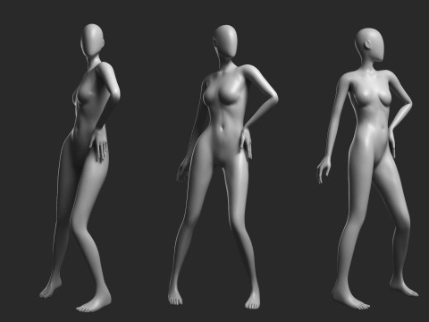 Animated Female Mesh 14 poses v3 Low-poly 3D 모델