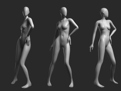 Animated Female Mesh 14 poses v3 Low-poly 3D Model