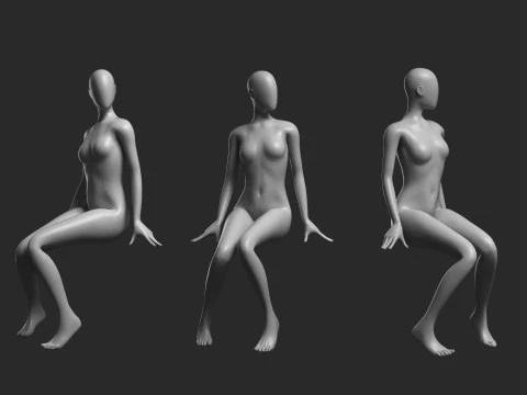 Animated Female Mesh 14 poses v3 Low-poly 3D Model