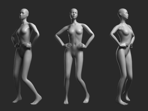 Animated Female Mesh 14 poses v1 Low-poly 3D Model