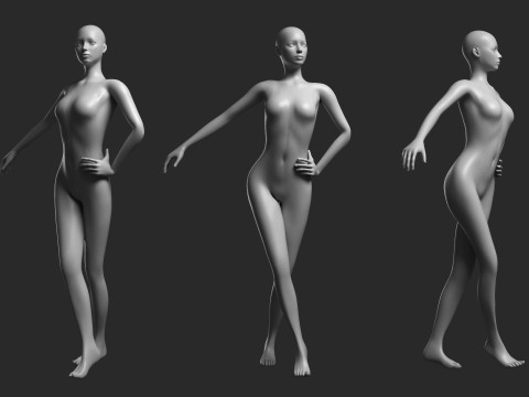 Animated Female Mesh 14 poses v1 Low-poly 3D Model