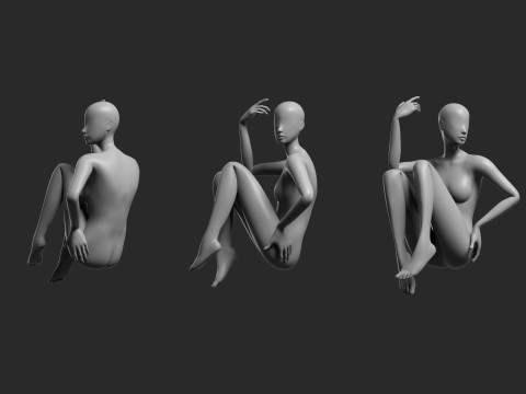 Animated Female Mesh 14 poses v2 Low-poly Modèle 3D