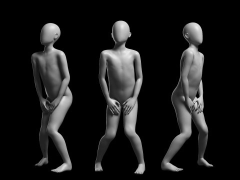 Animated Kid 7-20 Years Base Mesh V3 - 8 poses Low-poly 3D Модель