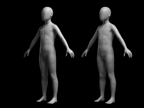 Animated Kid 7-20 Years Base Mesh V3 - 8 poses Low-poly 3D Model
