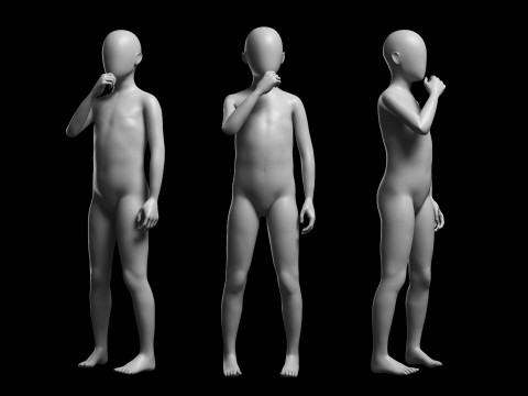 Animated Kid 7-20 Years Base Mesh V3 - 8 poses Low-poly 3D Модель