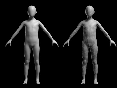Animated Kid 7-20 Years Base Mesh V3 - 8 poses Low-poly 3D Модель