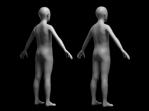 Animated Kid 7-20 Years Base Mesh V3 - 8 poses Low-poly 3D Модель