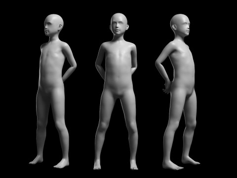 Animated Kid 7-20 Years Base Mesh V2 - 8 poses Low-poly Modello 3D