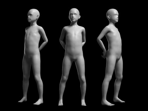 Animated Kid 7-20 Years Base Mesh V2 - 8 poses Low-poly 3D Model