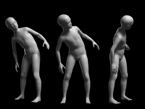 Animated Kid 7-20 Years Base Mesh V2 - 8 poses Low-poly 3D Model