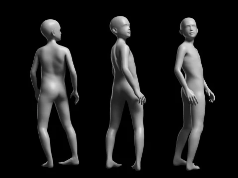 Animated Kid 7-20 Years Base Mesh V2 - 8 poses Low-poly 3D Model