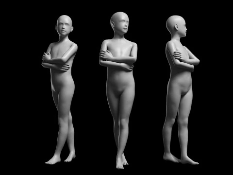 Animated Kid 7-20 Years Base Mesh V2 - 8 poses Low-poly 3D Model