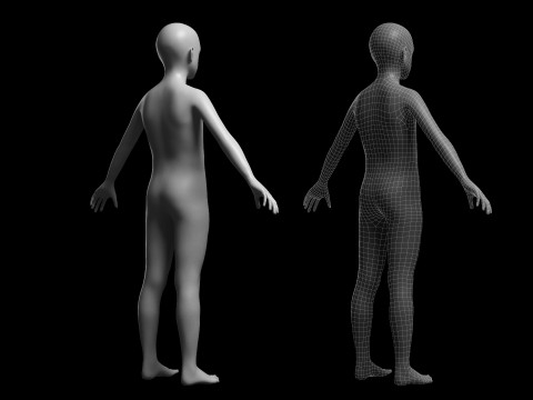 Animated Kid 7-20 Years Base Mesh V2 - 8 poses Low-poly Modello 3D