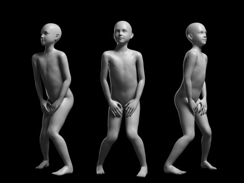 Animated Kid 7-20 Years Base Mesh V1 - 8 poses Low-poly 3D Model