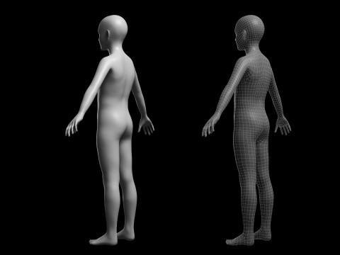 Animated Kid 7-20 Years Base Mesh V1 - 8 poses Low-poly 3D Model