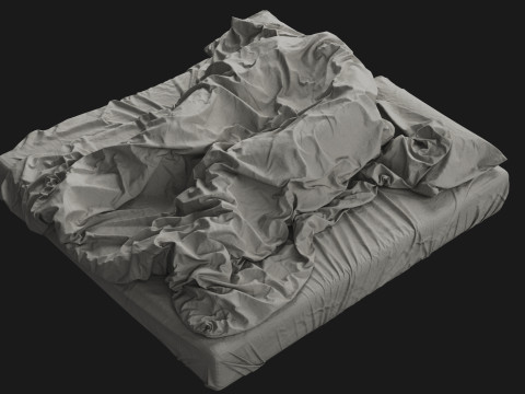 Double Bed with Sleeping Person 3D 模型