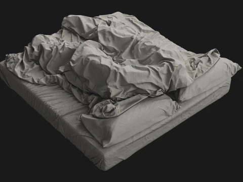 Double Bed with Sleeping Person 3D Model