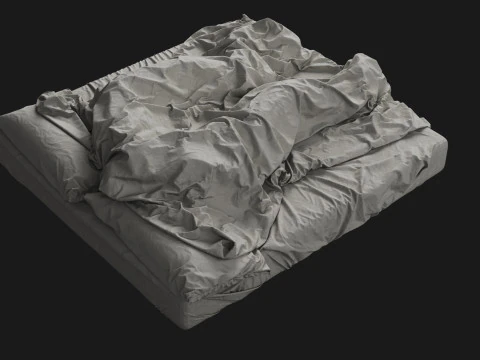 Double Bed with Sleeping Person 3D Model