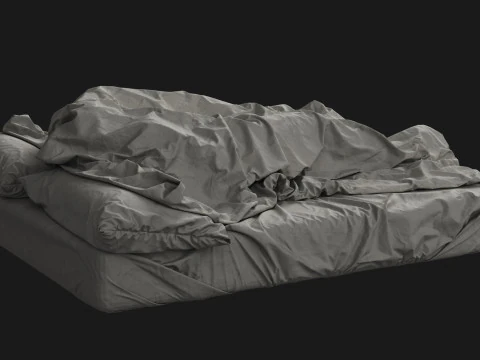 Double Bed with Sleeping Person 3D Model