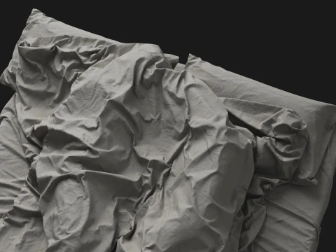 Double Bed with Sleeping Person 3D Model