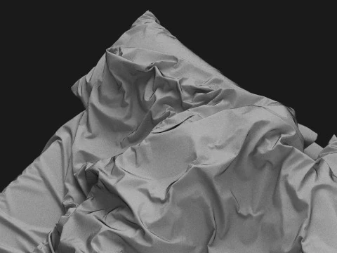 Double Bed with Sleeping Person 3D Model
