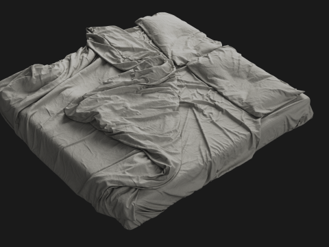 Messy Double Bed 3D Model