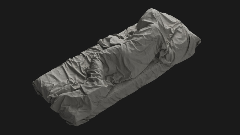 Single Bed with Sleeping Person Model 3D .c4d .max .obj .3ds .fbx .stl .blend 