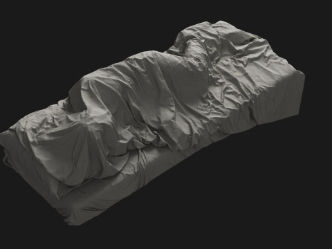 Single Bed with Sleeping Person Model 3D