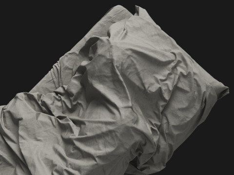 Single Bed with Sleeping Person Model 3D