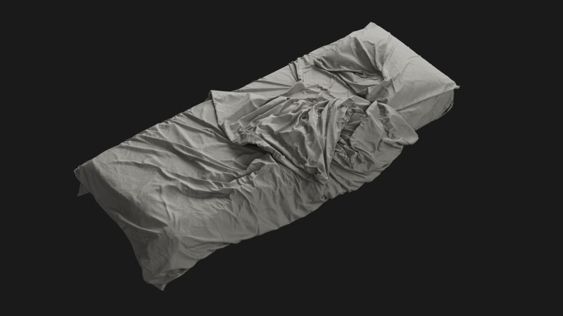 Messy Single Bed 3D Модель .c4d .max .obj .3ds .fbx .stl .blend 