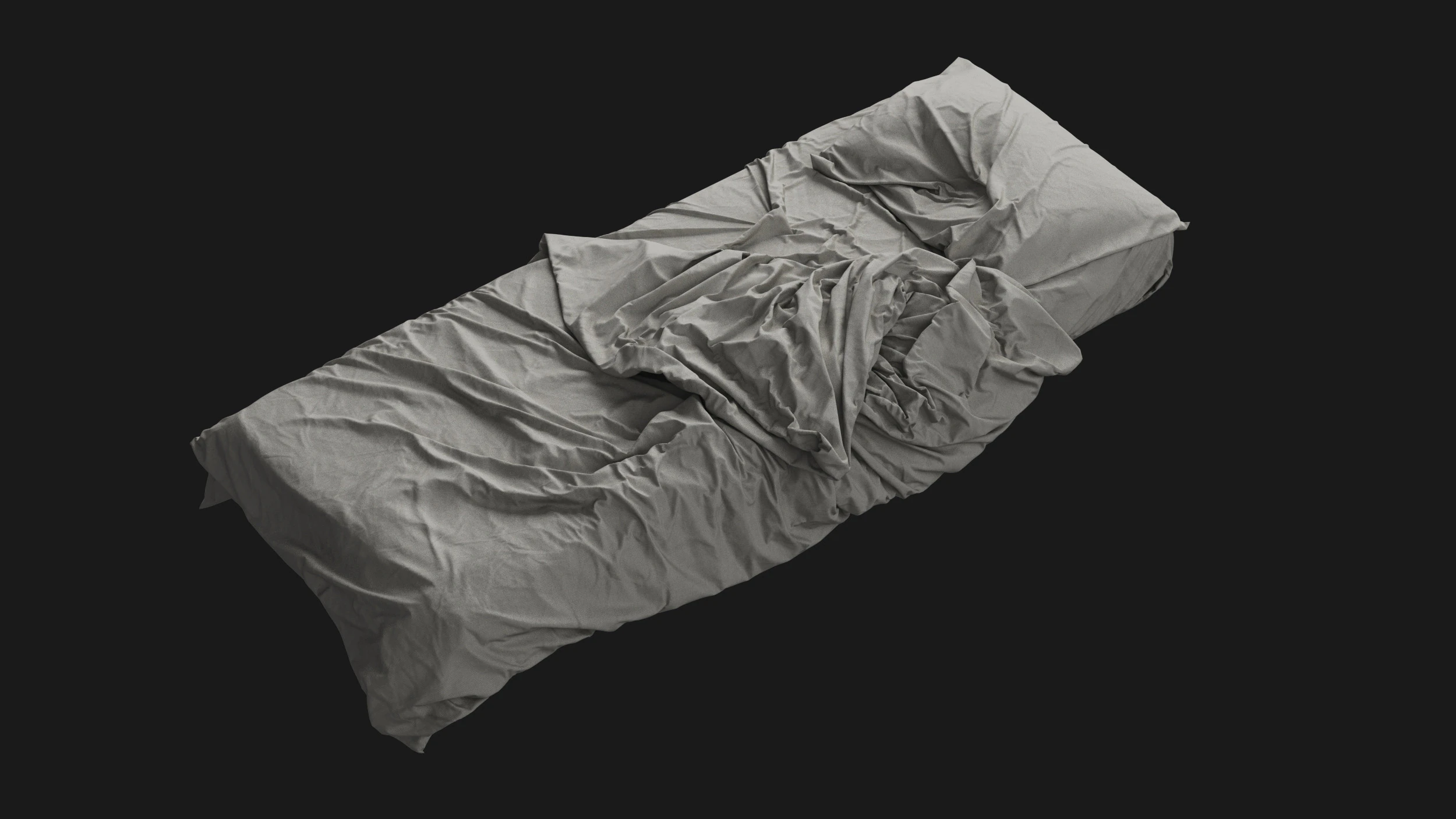 Messy Single Bed 3D Model .c4d .max .obj .3ds .fbx .stl .blend 