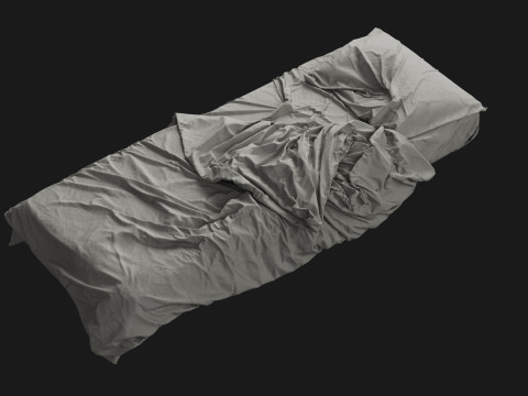Messy Single Bed 3D Model