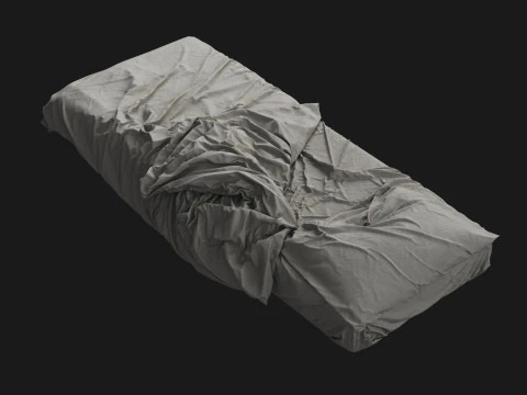 Messy Single Bed 3D Model