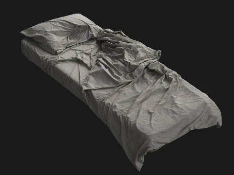 Messy Single Bed 3D Model