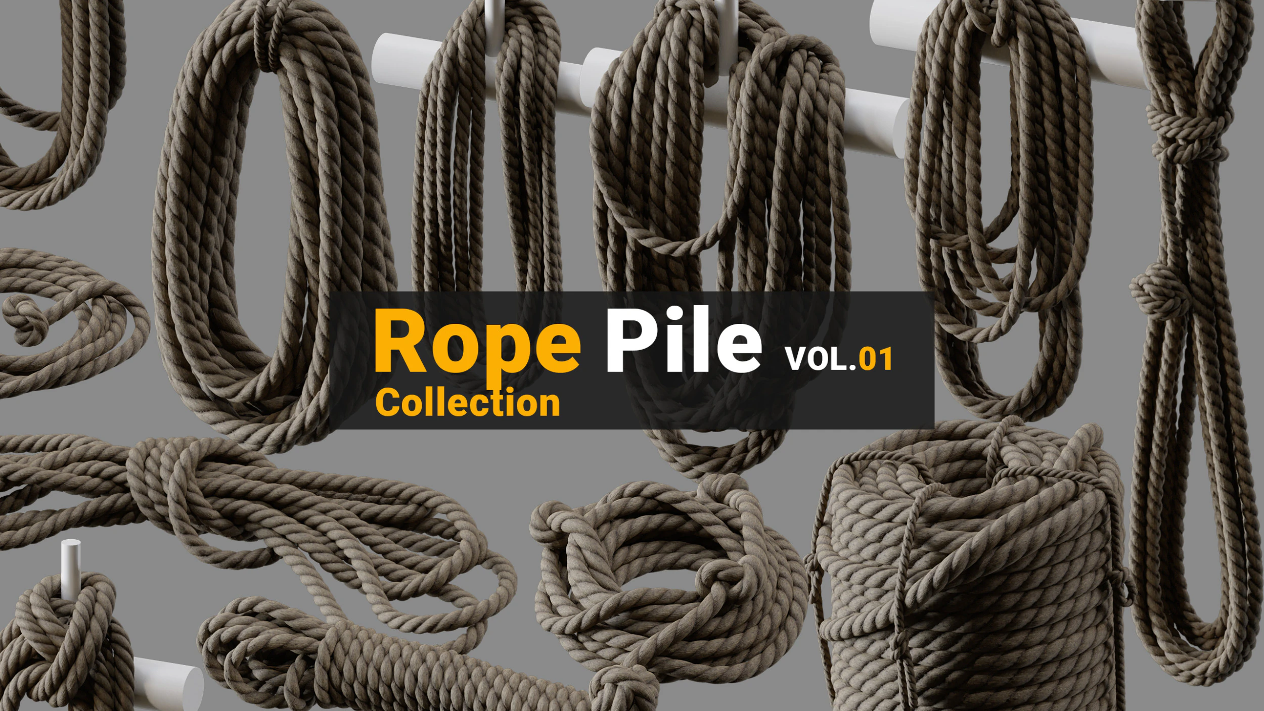 Rope Pile Collection 3D Model .c4d .max .obj .3ds .fbx .stl .blend 