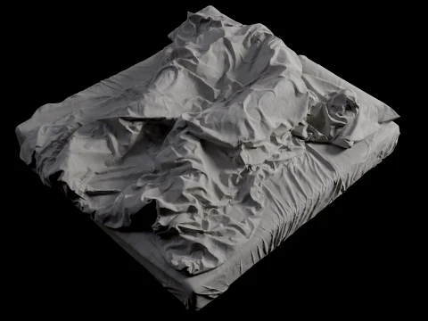 Lit double avec personne endormie Low-Poly Modèle 3D