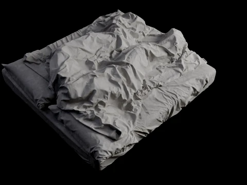 Double Bed with Sleeping Person Low-Poly 3D Model