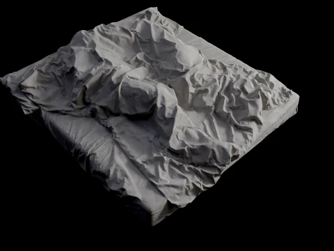 Double Bed with Sleeping Person Low-Poly 3D Model