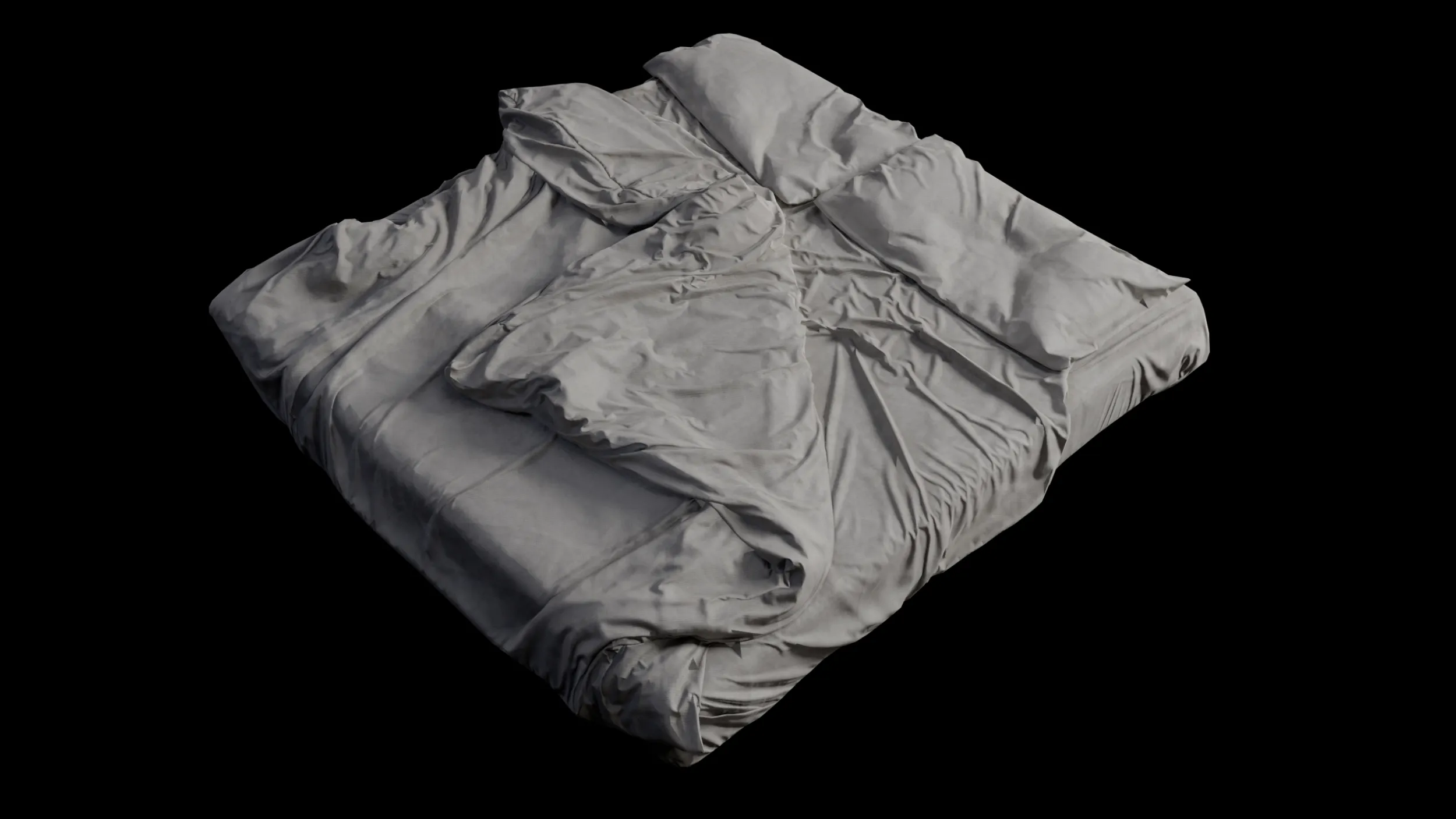 Double Bed Unmade Low-Poly 3D Model .c4d .max .obj .3ds .fbx .stl .blend