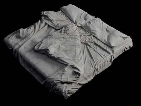 Lit double d&eacute;fait Low-Poly Modèle 3D