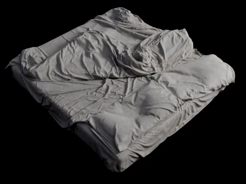 Double Bed Unmade Low-Poly 3D Model