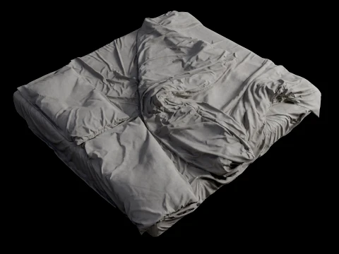 Double Bed Unmade Low-Poly 3D Model