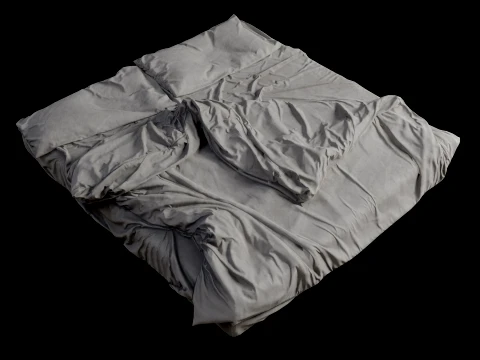 Double Bed Unmade Low-Poly 3D Model