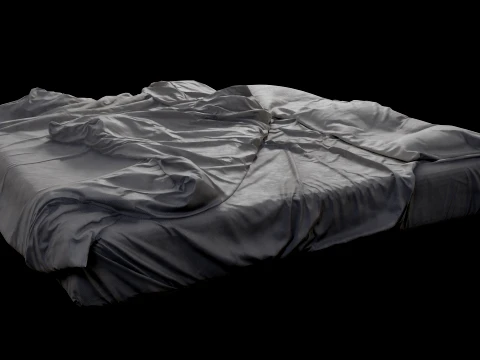 Double Bed Unmade Low-Poly 3D Model