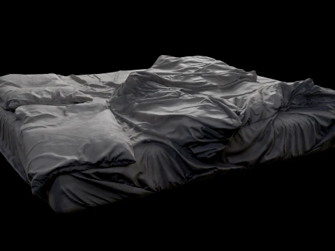 Double Bed Unmade Low-Poly 3D Model