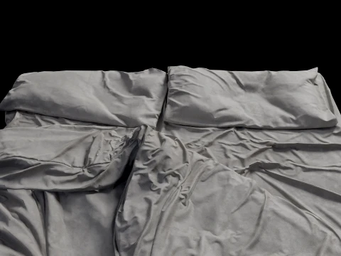 Double Bed Unmade Low-Poly 3D Model