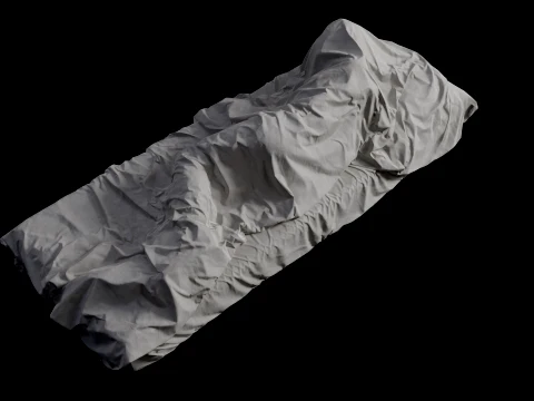 Lit simple avec personne endormie Low-Poly Modèle 3D