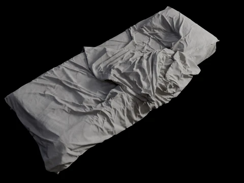 Lit simple avec personne endormie Low-Poly Modèle 3D