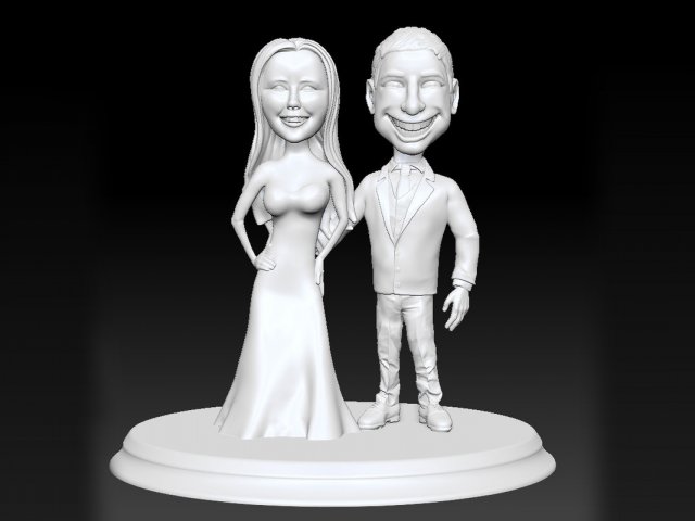Wedding couple cake decor 3D printmodel .c4d .max .obj .3ds .fbx .stl .blend 