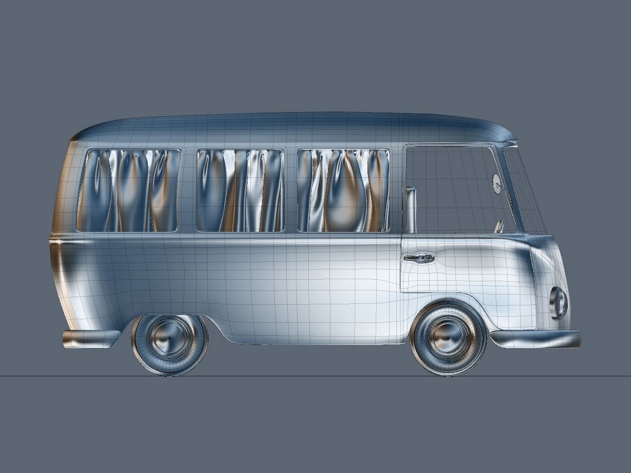 High Quality Cartoon Van Model 3D In Van Dan Minivan 3DExport